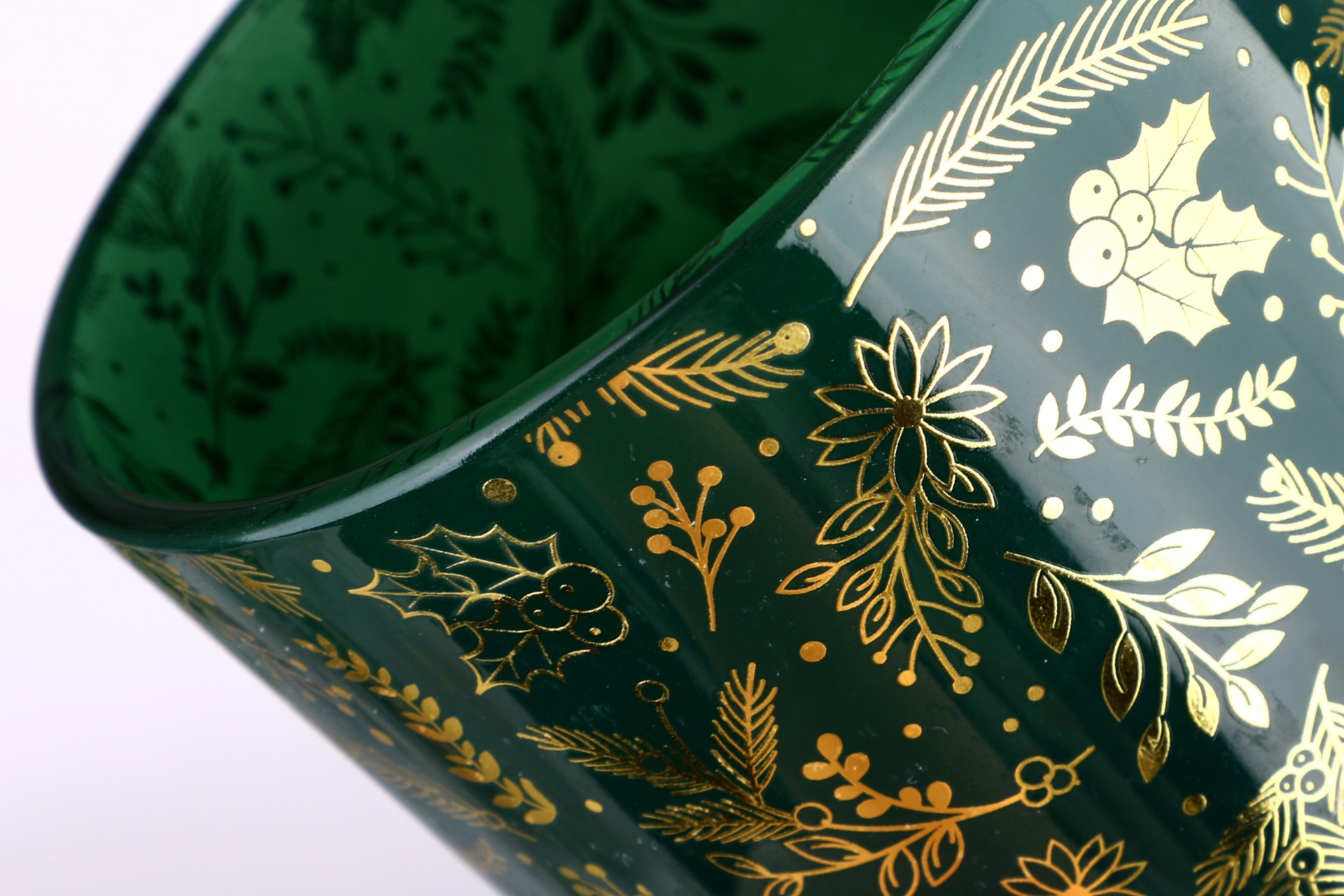 Custom spray colored candle jars with gold foil decal