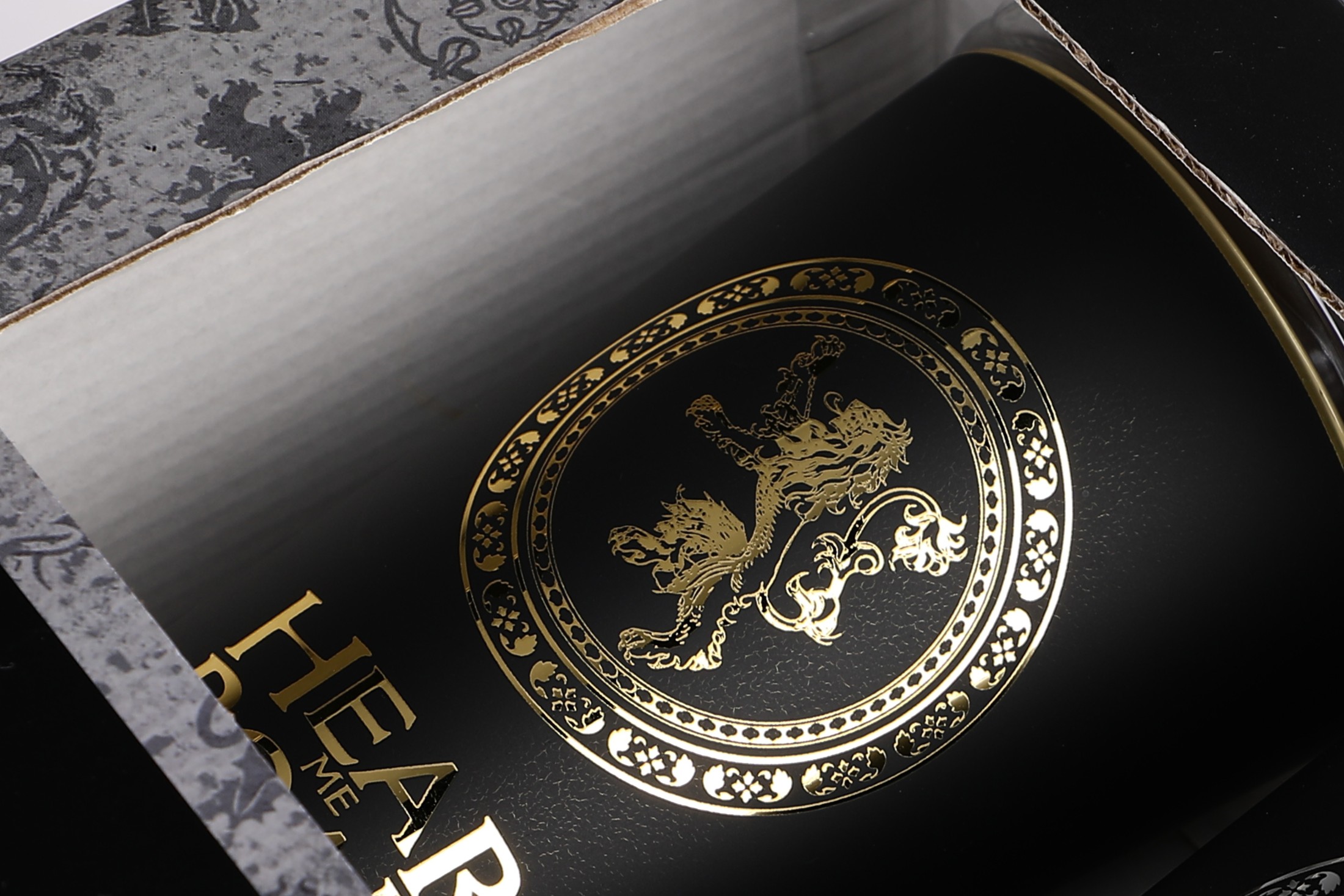 Laser engraved custom logo on matte black glass