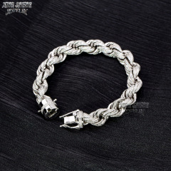 Pass Diamond Tester 10mm 925 Silver Luxury Hip Hop Full With Iced Out VVS1 Moissanite Diamond Rope Chain Men