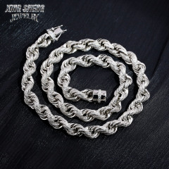 Pass Diamond Tester 10mm 925 Silver Luxury Hip Hop Full With Iced Out VVS1 Moissanite Diamond Rope Chain Men