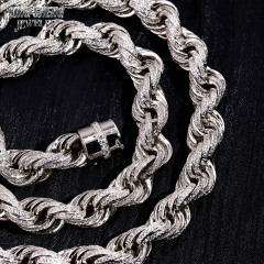 Pass Diamond Tester 10mm 925 Silver Luxury Hip Hop Full With Iced Out VVS1 Moissanite Diamond Rope Chain Men
