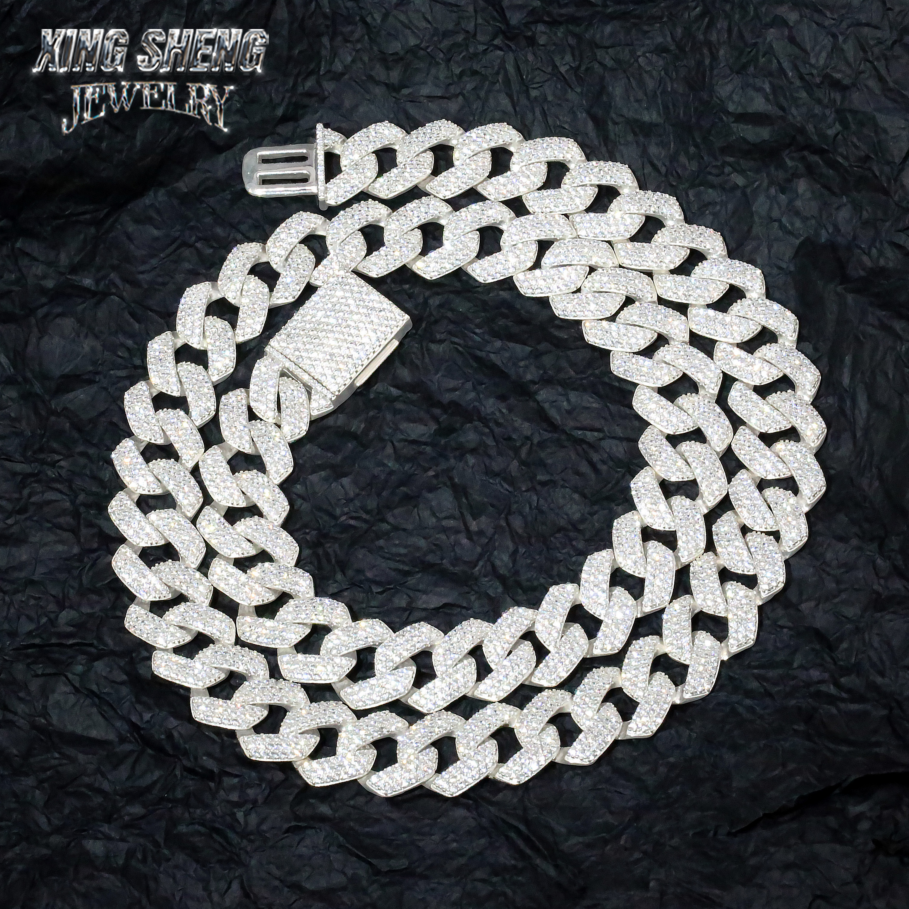 Pass Diamond Tester 925 Sterling Silver Hip Hop Jewelry Men Necklace 16mm 3 Rows thin Iced Out Vvs Moissanite Diamond Cuban Link Chain