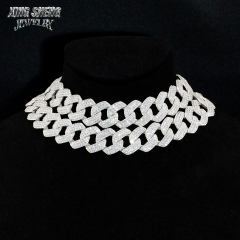 Pass Diamond Tester 925 Sterling Silver Hip Hop Jewelry Men Necklace 16mm 3 Rows thin Iced Out Vvs Moissanite Diamond Cuban Link Chain