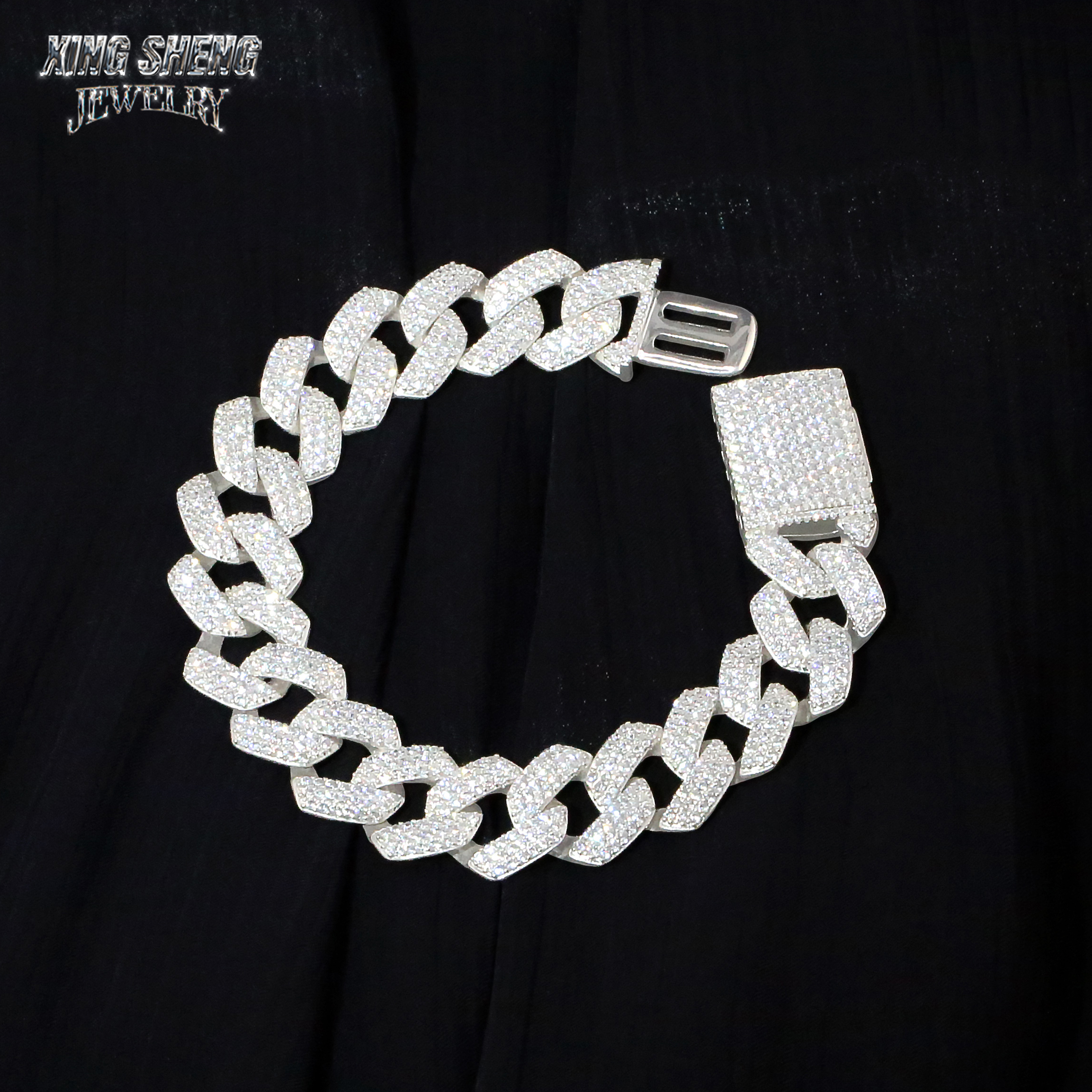 Pass Diamond Tester 925 Sterling Silver Hip Hop Jewelry Men Necklace 16mm 3 Rows thin Iced Out Vvs Moissanite Diamond Cuban Link Chain