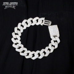 Pass Diamond Tester 925 Sterling Silver Hip Hop Jewelry Men Necklace 16mm 3 Rows thin Iced Out Vvs Moissanite Diamond Cuban Link Chain