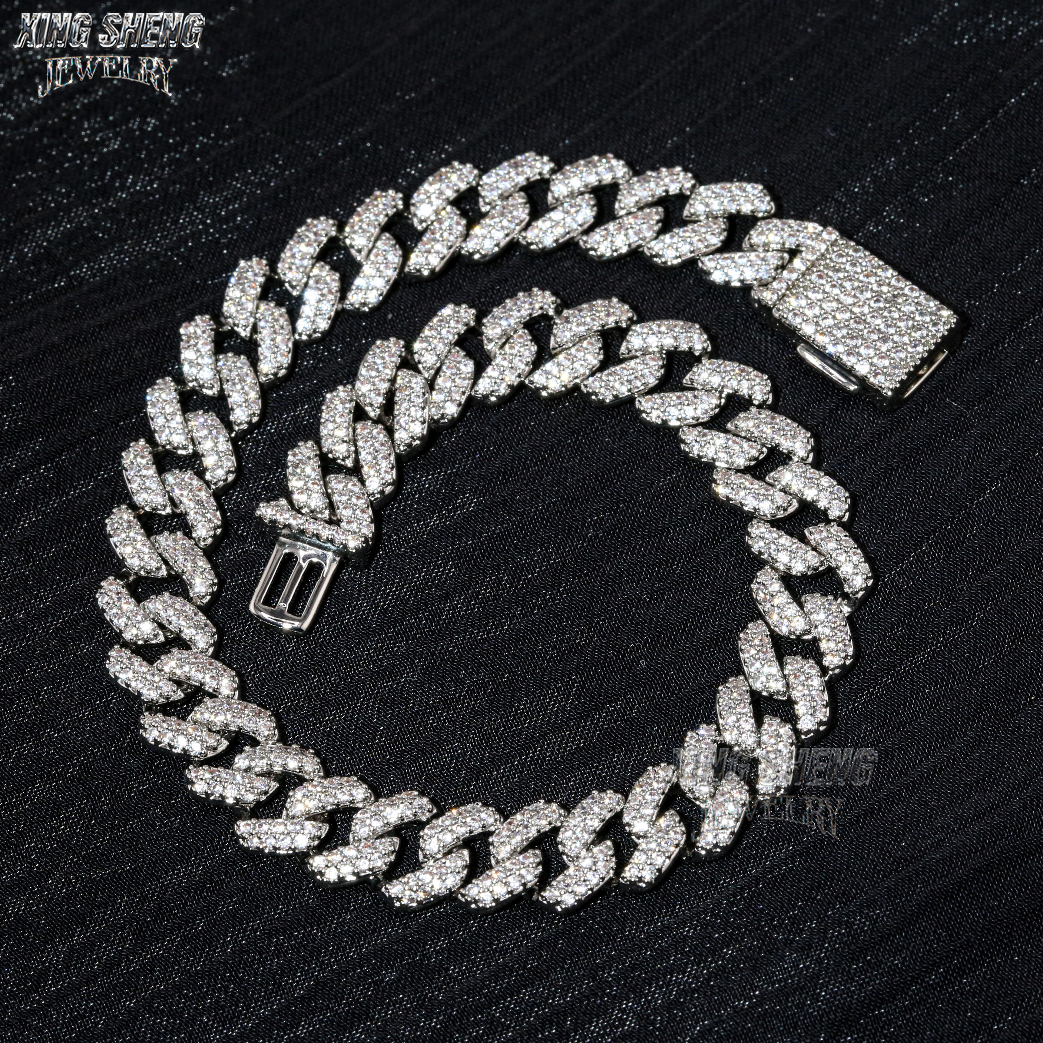 Hot Selling Pass Diamond Tester 8mm Two Rows Pass Diamond Tester Iced Out Hip Hop VVS1 Moissanite Cuban Link Chain Necklace
