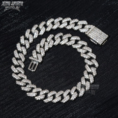 Hot Selling Pass Diamond Tester 8mm Two Rows Pass Diamond Tester Iced Out Hip Hop VVS1 Moissanite Cuban Link Chain Necklace