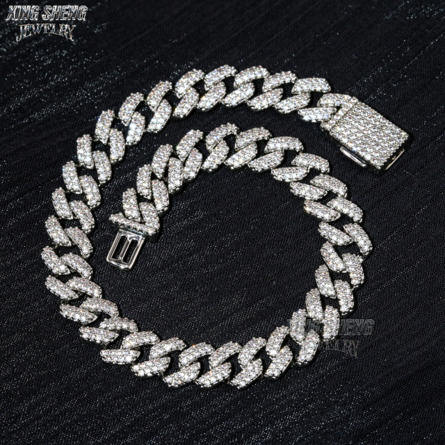 Hot Selling Pass Diamond Tester 8mm Two Rows Pass Diamond Tester Iced Out Hip Hop VVS1 Moissanite Cuban Link Chain Necklace