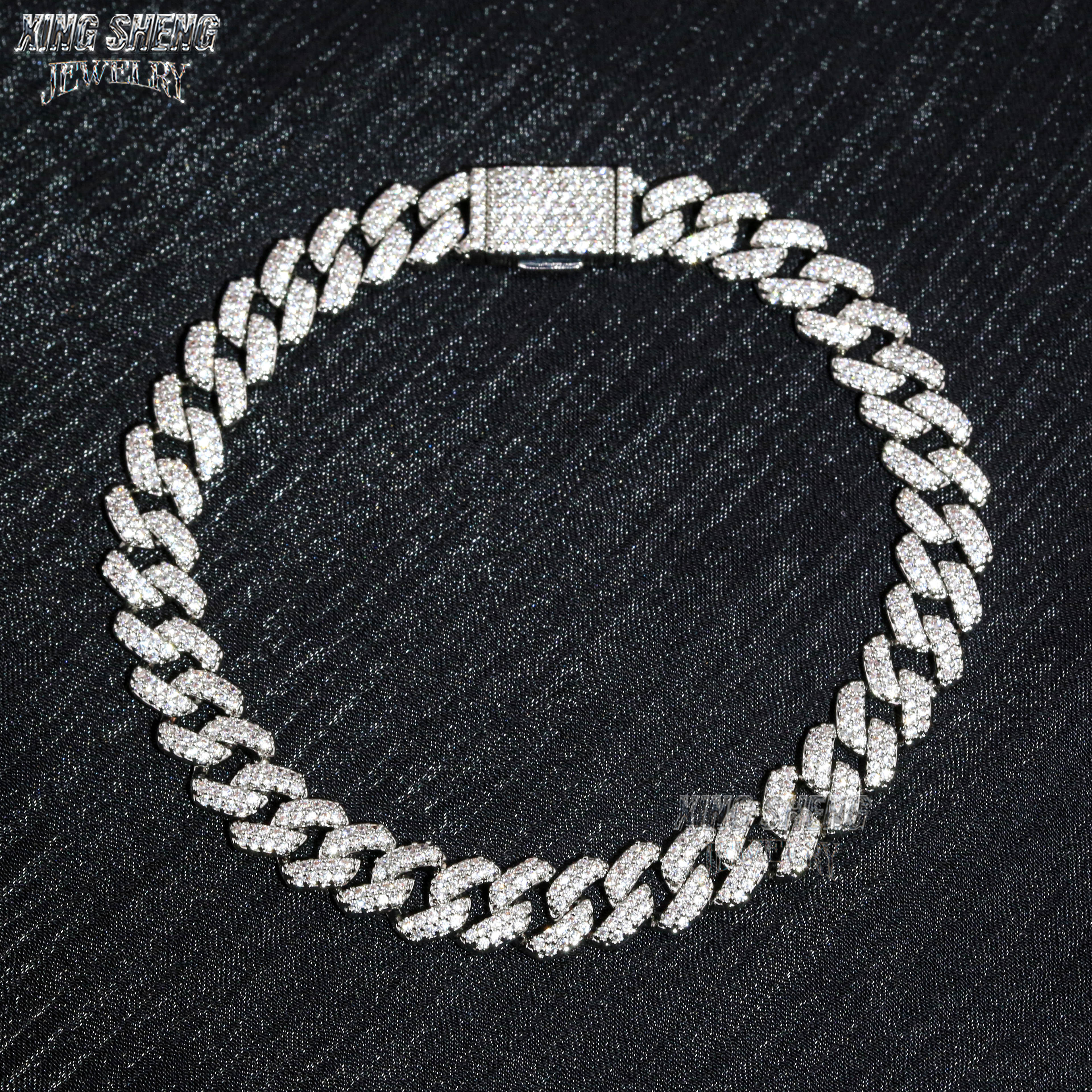Hot Selling Pass Diamond Tester 8mm Two Rows Pass Diamond Tester Iced Out Hip Hop VVS1 Moissanite Cuban Link Chain Necklace