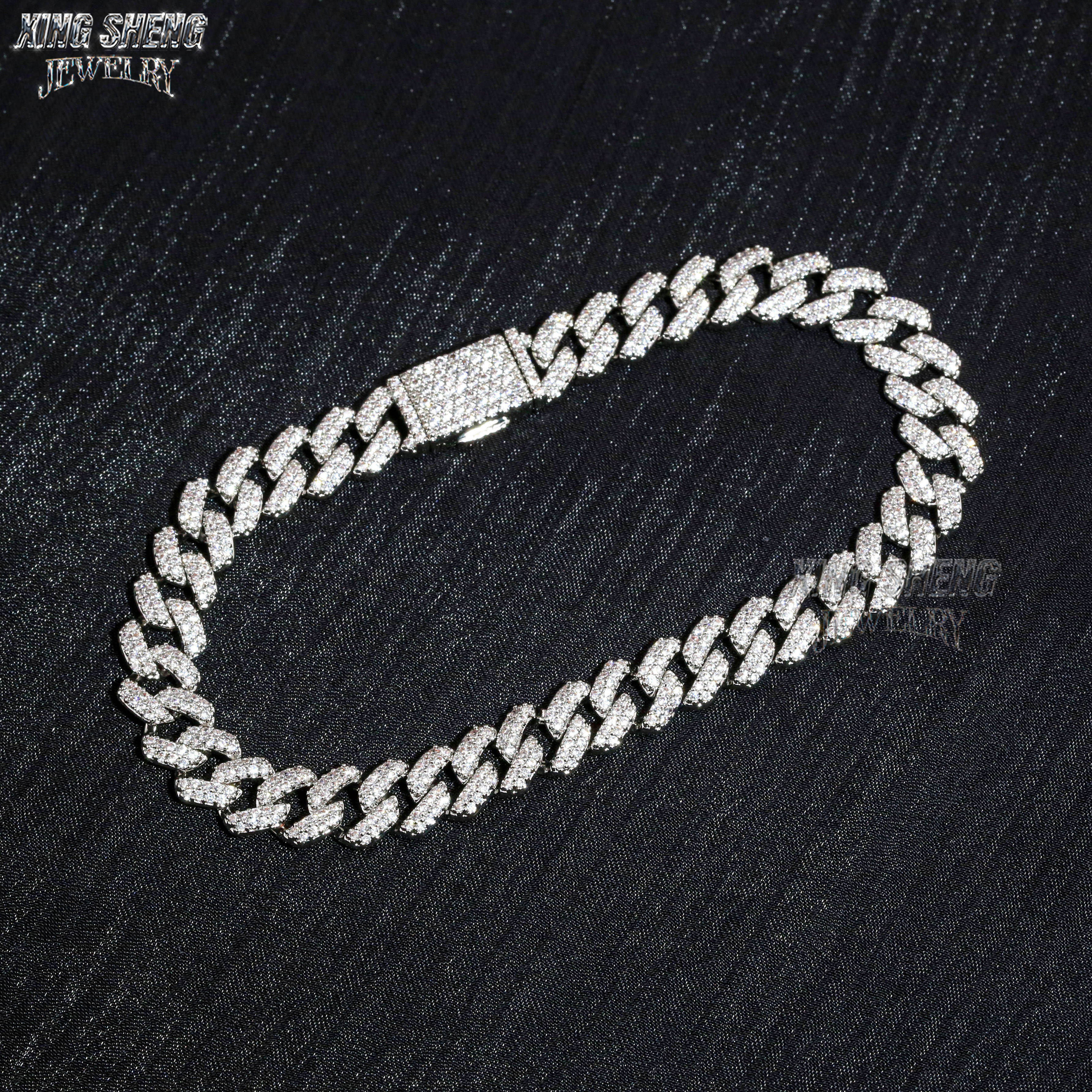 Hot Selling Pass Diamond Tester 8mm Two Rows Pass Diamond Tester Iced Out Hip Hop VVS1 Moissanite Cuban Link Chain Necklace