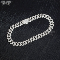Hot Selling Pass Diamond Tester 8mm Two Rows Pass Diamond Tester Iced Out Hip Hop VVS1 Moissanite Cuban Link Chain Necklace
