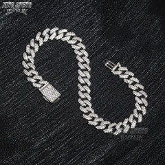 Hot Selling Pass Diamond Tester 8mm Two Rows Pass Diamond Tester Iced Out Hip Hop VVS1 Moissanite Cuban Link Chain Necklace