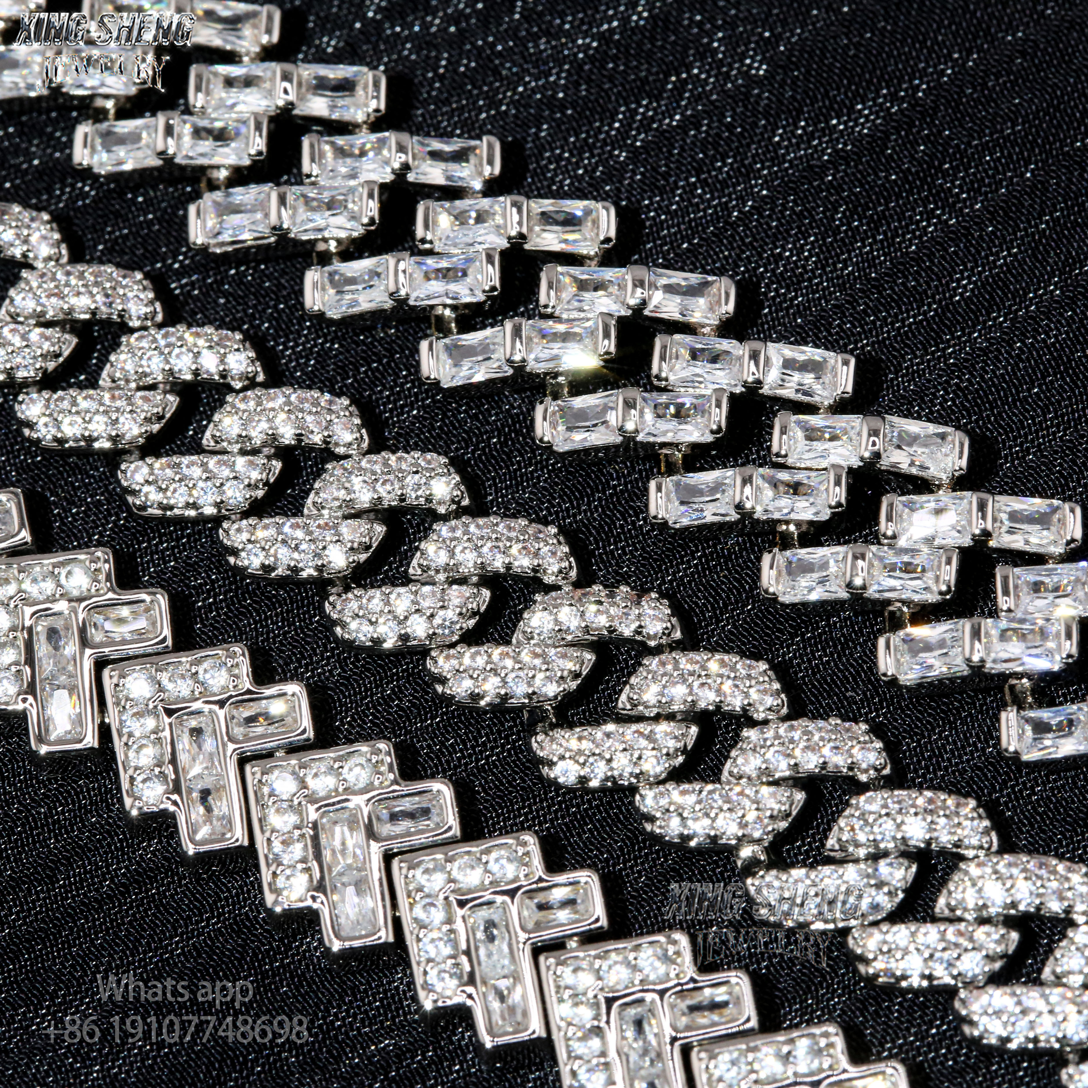 Hot Selling Pass Diamond Tester 8mm Two Rows Pass Diamond Tester Iced Out Hip Hop VVS1 Moissanite Cuban Link Chain Necklace