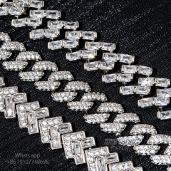 Hot Selling Pass Diamond Tester 8mm Two Rows Pass Diamond Tester Iced Out Hip Hop VVS1 Moissanite Cuban Link Chain Necklace