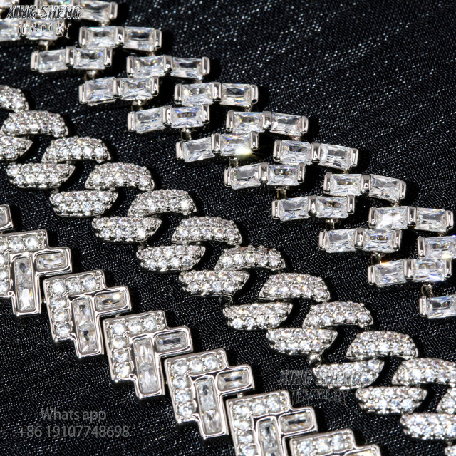 Hot Selling Pass Diamond Tester 8mm Two Rows Pass Diamond Tester Iced Out Hip Hop VVS1 Moissanite Cuban Link Chain Necklace