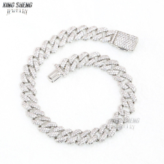 Hot Selling Pass Diamond Tester 8mm Two Rows Pass Diamond Tester Iced Out Hip Hop VVS1 Moissanite Cuban Link Chain Necklace