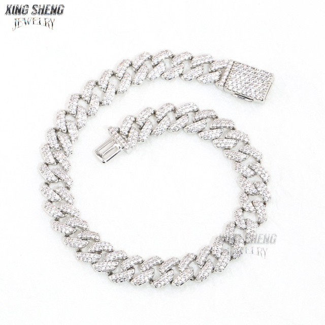 Hot Selling Pass Diamond Tester 8mm Two Rows Pass Diamond Tester Iced Out Hip Hop VVS1 Moissanite Cuban Link Chain Necklace