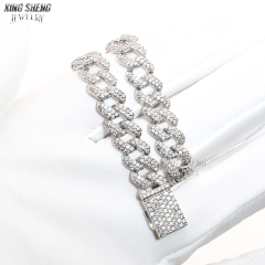 Hot Selling Pass Diamond Tester 8mm Two Rows Pass Diamond Tester Iced Out Hip Hop VVS1 Moissanite Cuban Link Chain Necklace