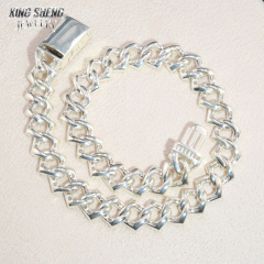 Baguette 8mm Cuban Link Chain Thin Necklace Bracelet Moissanite Hip Hop Jewelry 925 Silver Iced Out Cuban Link Pass Diamond Chain