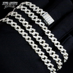 Baguette 8mm Cuban Link Chain Thin Necklace Bracelet Moissanite Hip Hop Jewelry 925 Silver Iced Out Cuban Link Pass Diamond Chain