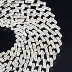 Baguette 8mm Cuban Link Chain Thin Necklace Bracelet Moissanite Hip Hop Jewelry 925 Silver Iced Out Cuban Link Pass Diamond Chain