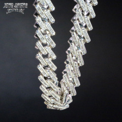 Baguette 8mm Cuban Link Chain Thin Necklace Bracelet Moissanite Hip Hop Jewelry 925 Silver Iced Out Cuban Link Pass Diamond Chain