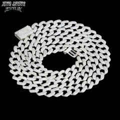 Pass Diamond Tester Hip Hop Jewelry 10mm 2row Cuban Link 925 Silver Iced Out Moissanite Cuban Necklace