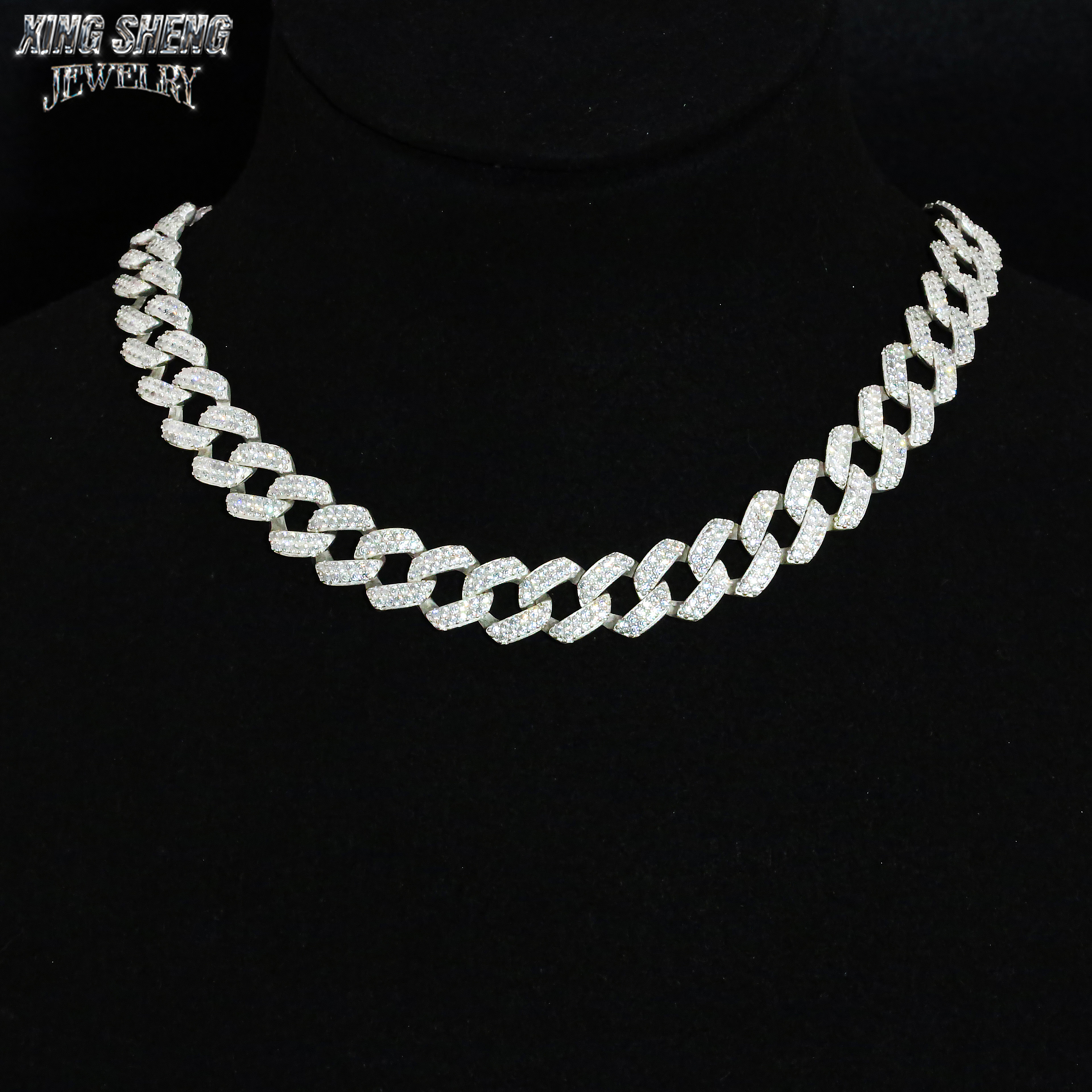 Pass Diamond Tester Hip Hop Jewelry 10mm 2row Cuban Link 925 Silver Iced Out Moissanite Cuban Necklace