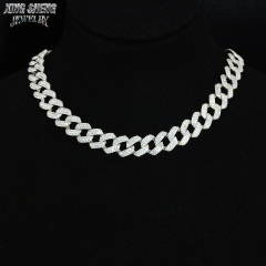 Pass Diamond Tester Hip Hop Jewelry 10mm 2row Cuban Link 925 Silver Iced Out Moissanite Cuban Necklace