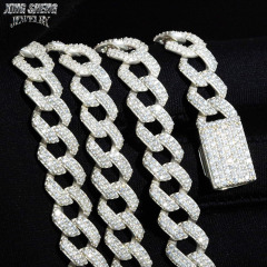 Pass Diamond Tester Hip Hop Jewelry 10mm 2row Cuban Link 925 Silver Iced Out Moissanite Cuban Necklace