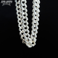 Pass Diamond Tester Hip Hop Jewelry 10mm 2row Cuban Link 925 Silver Iced Out Moissanite Cuban Necklace