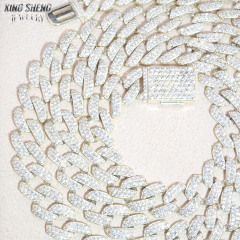 Pass Diamond Tester Hip Hop Jewelry 10mm 2row Cuban Link 925 Silver Iced Out Moissanite Cuban Necklace
