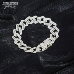 Customized Top Quality Sterling Silver 17MM VVS D Color baguette Shape Moissanite with GRA thin Cuban Link Chain for Men's Rapper Life