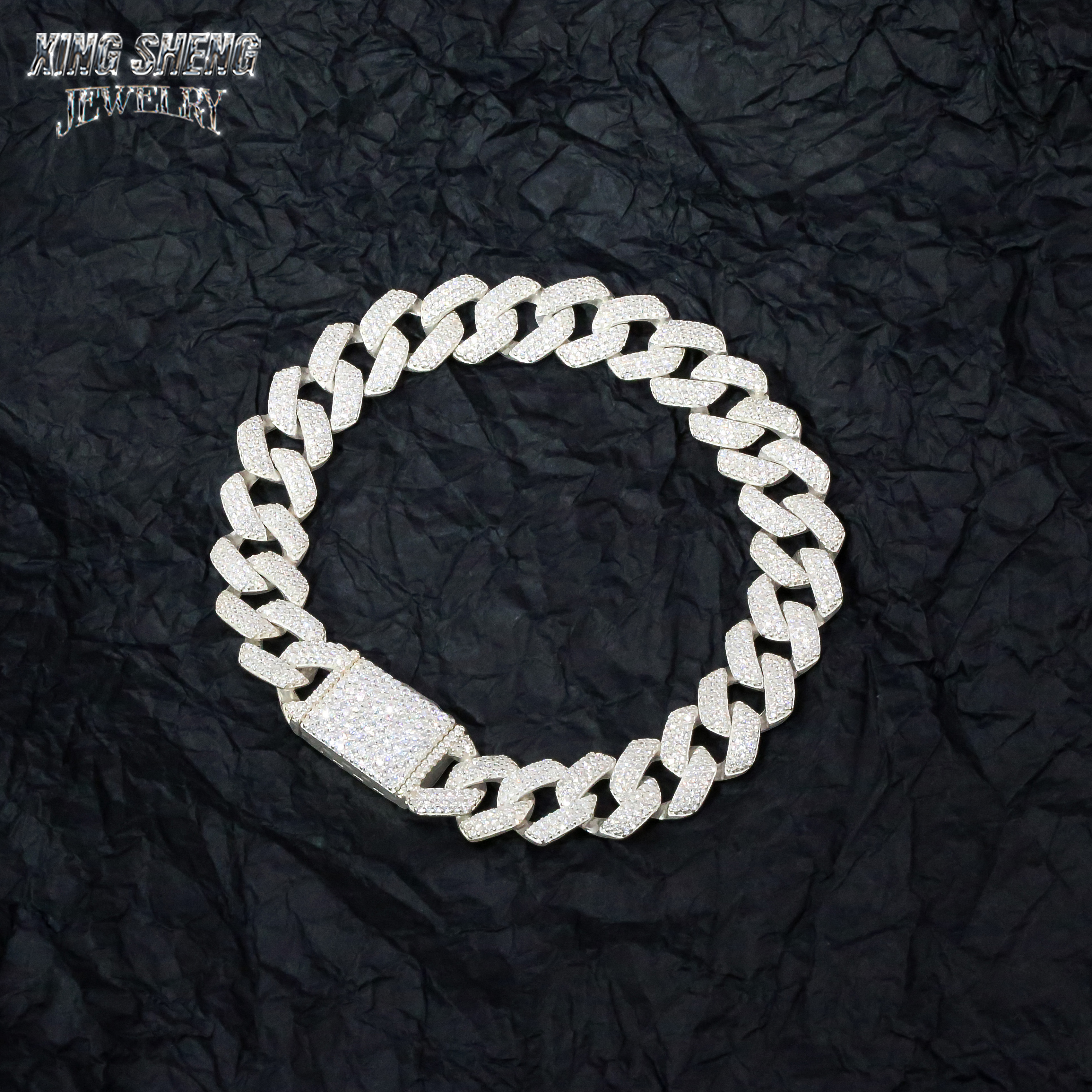 12mm Gold Plated Bracelet Moissanite Hip Hop Jewelry Necklace 925 Silver VVS Moissanite Iced Out Diamond thin Cuban Link Chain