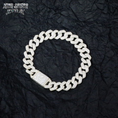 12mm Gold Plated Bracelet Moissanite Hip Hop Jewelry Necklace 925 Silver VVS Moissanite Iced Out Diamond thin Cuban Link Chain