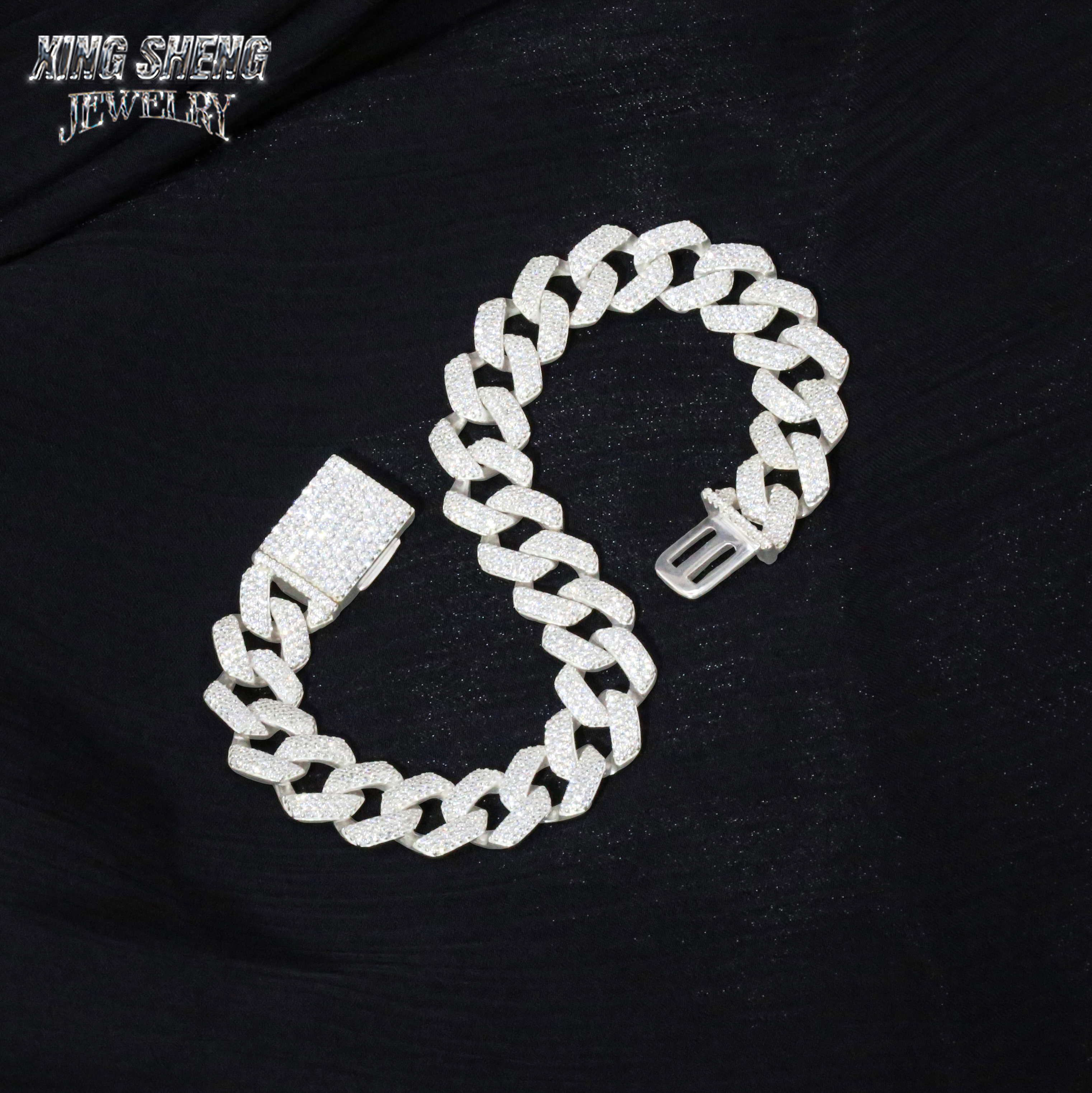12mm Gold Plated Bracelet Moissanite Hip Hop Jewelry Necklace 925 Silver VVS Moissanite Iced Out Diamond thin Cuban Link Chain