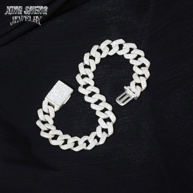 12mm Gold Plated Bracelet Moissanite Hip Hop Jewelry Necklace 925 Silver VVS Moissanite Iced Out Diamond thin Cuban Link Chain