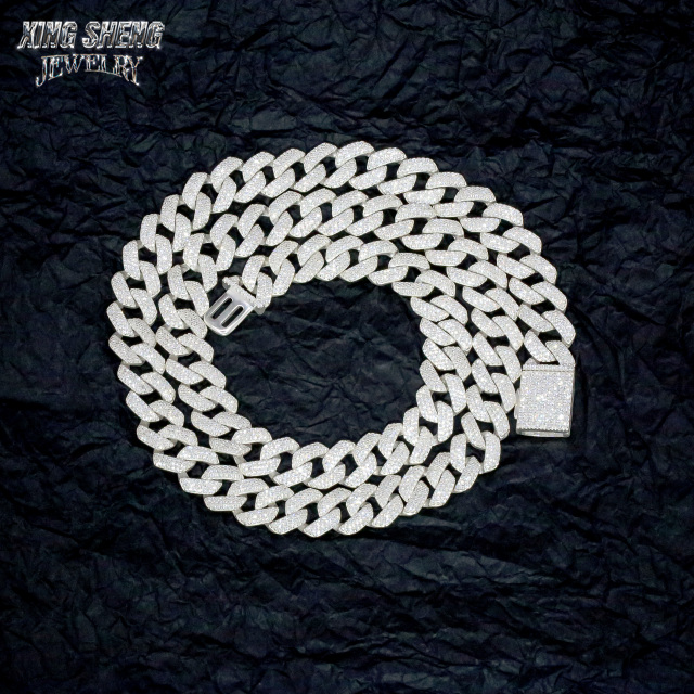 12mm Gold Plated Bracelet Moissanite Hip Hop Jewelry Necklace 925 Silver VVS Moissanite Iced Out Diamond thin Cuban Link Chain