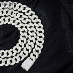 12mm Gold Plated Bracelet Moissanite Hip Hop Jewelry Necklace 925 Silver VVS Moissanite Iced Out Diamond thin Cuban Link Chain