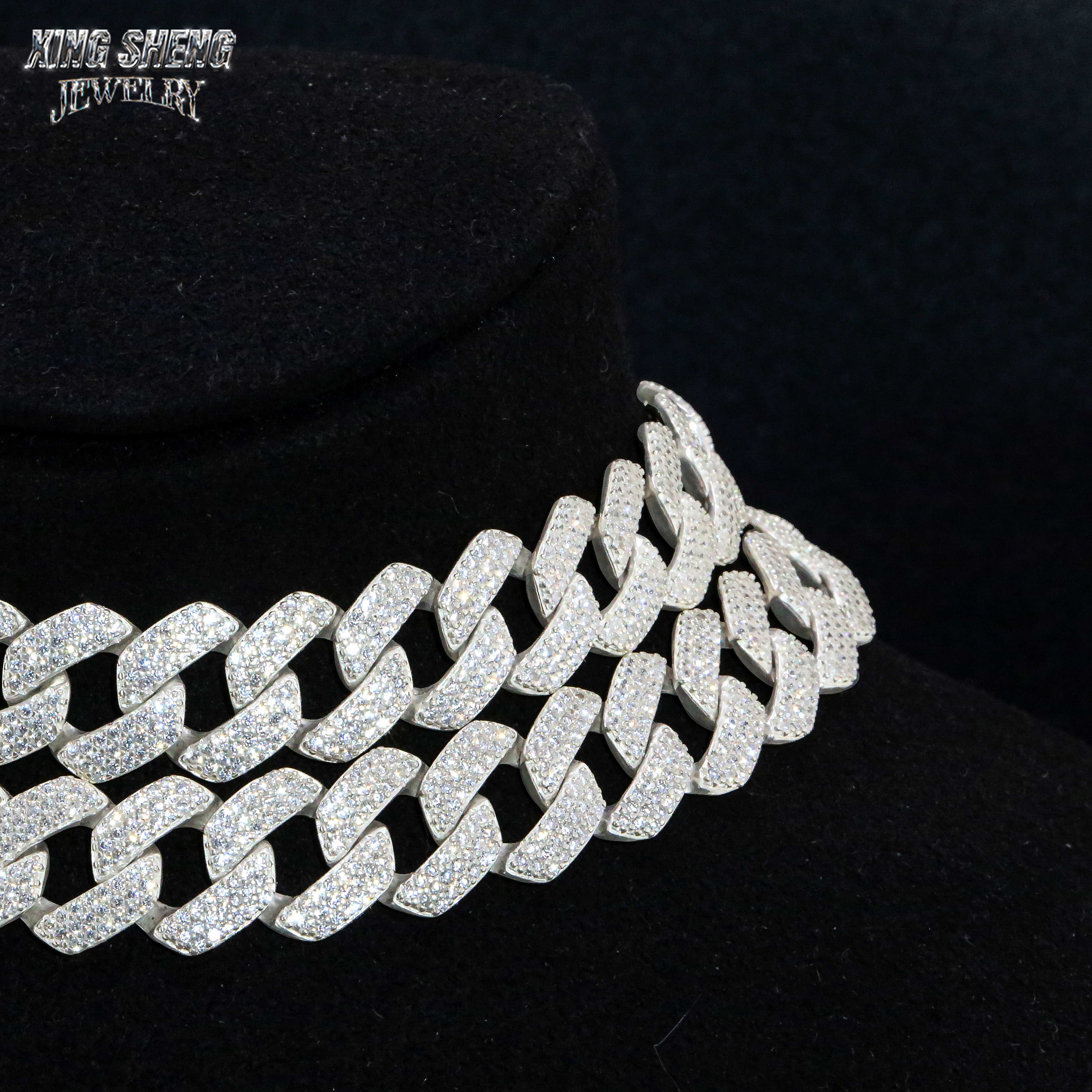 12mm Gold Plated Bracelet Moissanite Hip Hop Jewelry Necklace 925 Silver VVS Moissanite Iced Out Diamond thin Cuban Link Chain