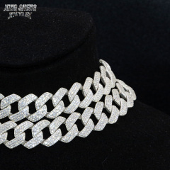 12mm Gold Plated Bracelet Moissanite Hip Hop Jewelry Necklace 925 Silver VVS Moissanite Iced Out Diamond thin Cuban Link Chain