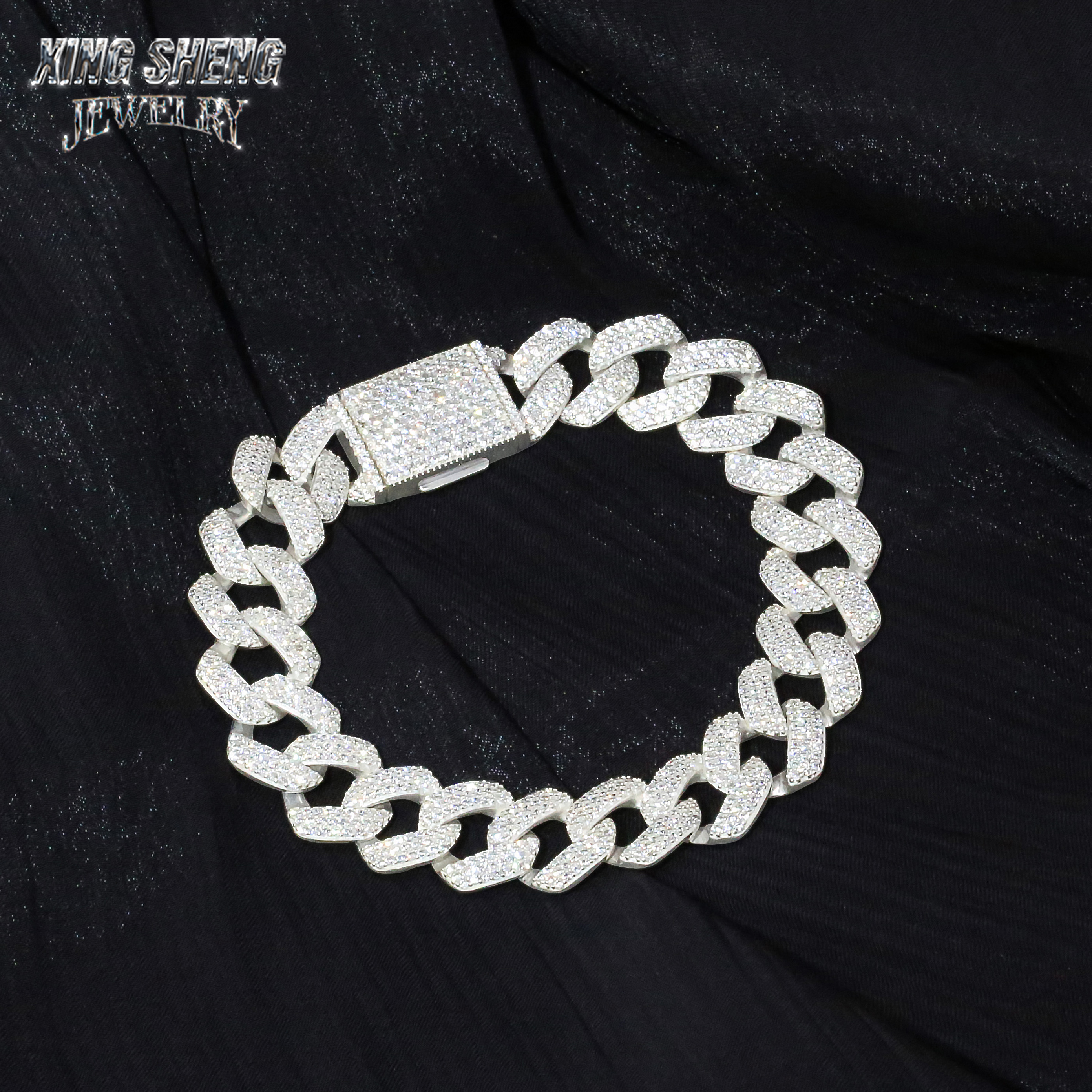 Pass Diamond Tester Promotion 14mm Hip Hop Jewelry Cuban Link Chain Iced Out Diamond Moissanite Solid 925 Silver Necklace