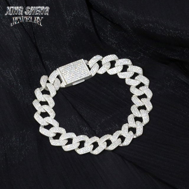 Pass Diamond Tester Promotion 14mm Hip Hop Jewelry Cuban Link Chain Iced Out Diamond Moissanite Solid 925 Silver Necklace