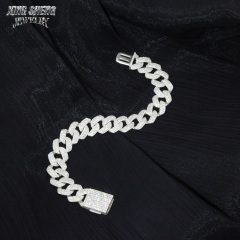 Pass Diamond Tester Promotion 14mm Hip Hop Jewelry Cuban Link Chain Iced Out Diamond Moissanite Solid 925 Silver Necklace