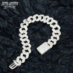 Pass Diamond Tester Promotion 14mm Hip Hop Jewelry Cuban Link Chain Iced Out Diamond Moissanite Solid 925 Silver Necklace