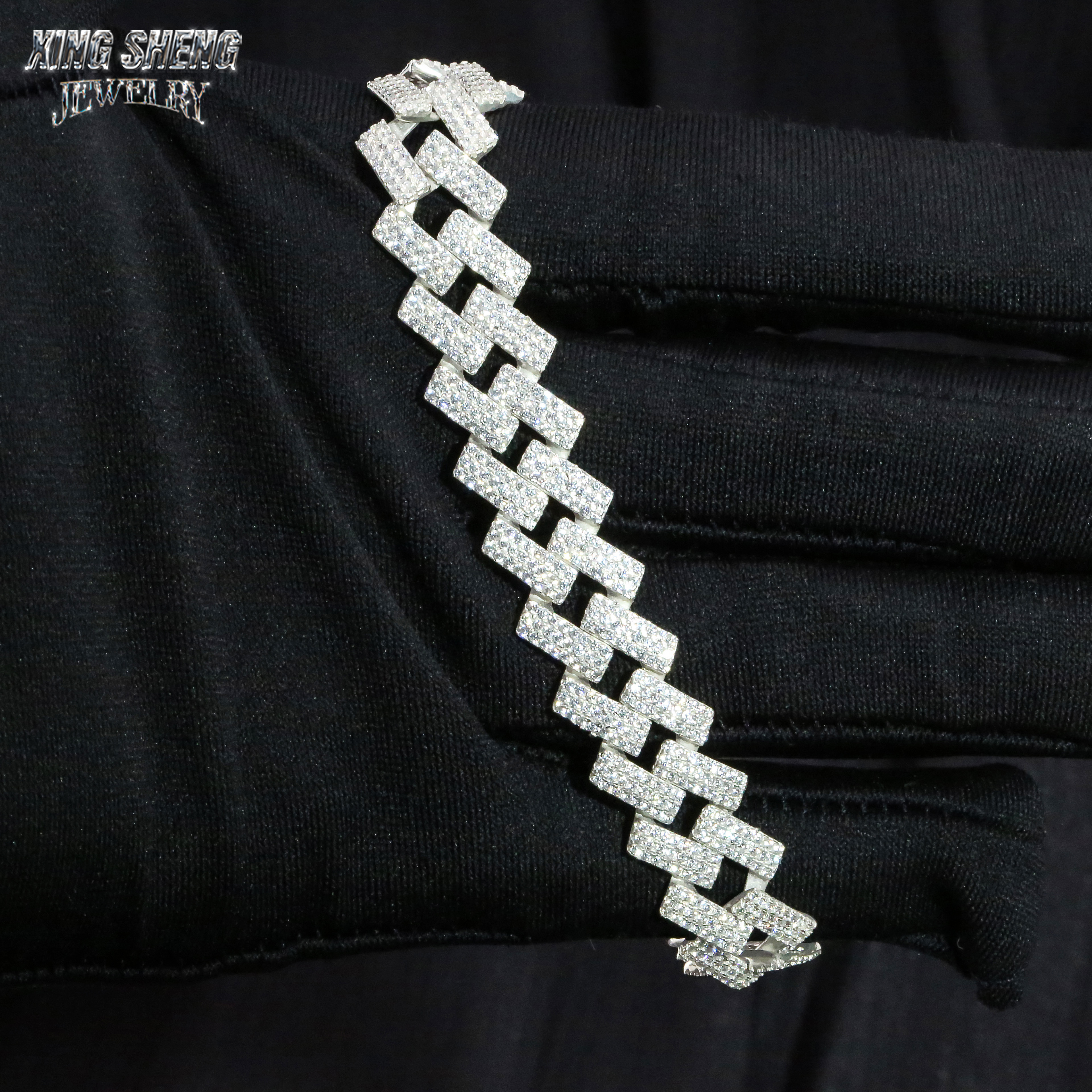 Factory on Sale 12mm 3 Rows thin Hip Hop Jewelry Iced Out 925 Sterling Silver Moissanite VVS Necklace Cuban Link Chain Necklace