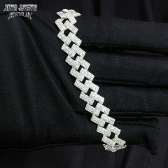 Factory on Sale 12mm 3 Rows thin Hip Hop Jewelry Iced Out 925 Sterling Silver Moissanite VVS Necklace Cuban Link Chain Necklace