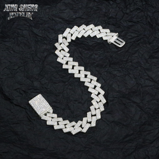 Factory on Sale 12mm 3 Rows thin Hip Hop Jewelry Iced Out 925 Sterling Silver Moissanite VVS Necklace Cuban Link Chain Necklace