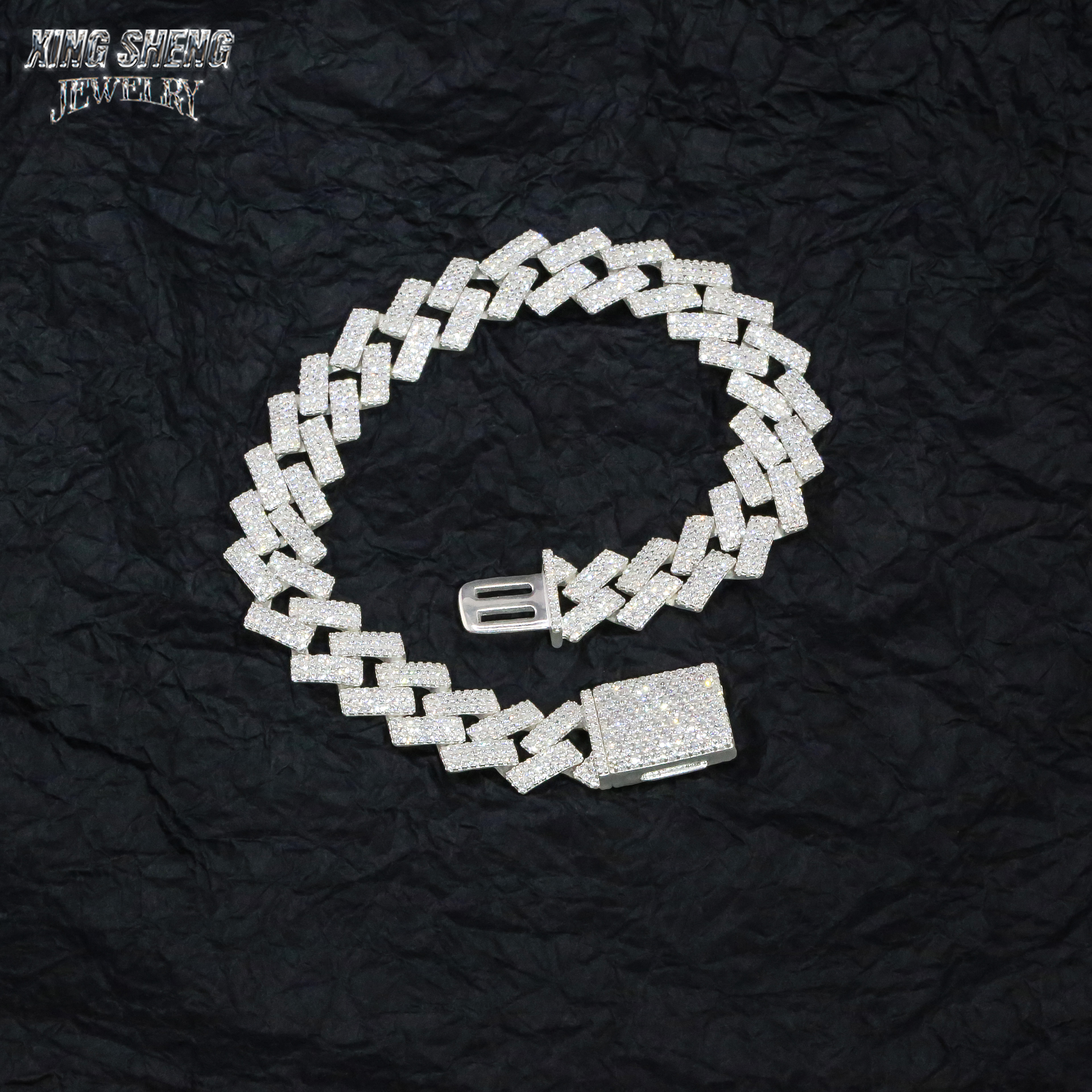 Factory on Sale 12mm 3 Rows thin Hip Hop Jewelry Iced Out 925 Sterling Silver Moissanite VVS Necklace Cuban Link Chain Necklace