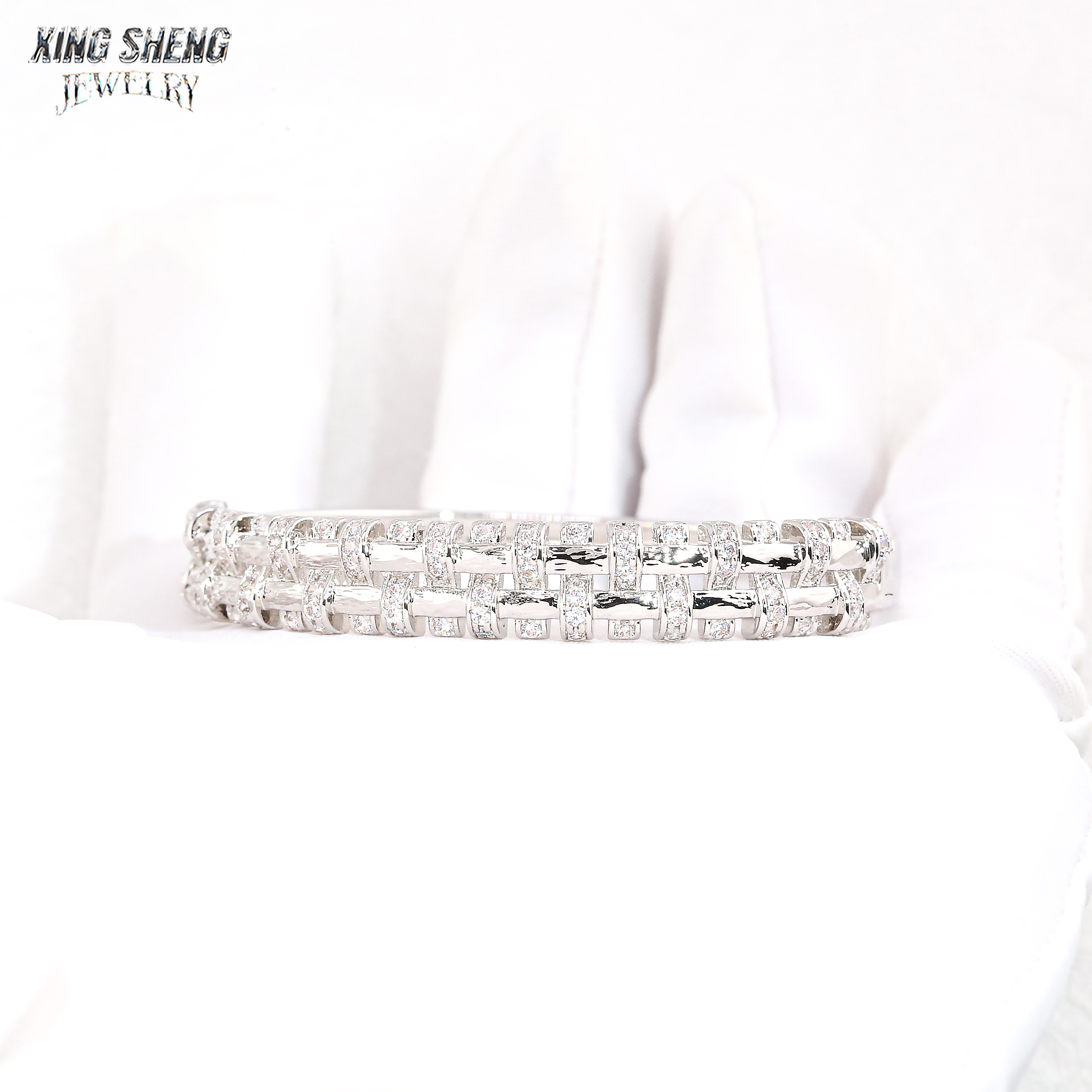 New Design Jewelry Pass Diamond Tester Sterling Silver VVS Moissanite Cuban Link Diamond S925 Fashion Bracelet Bangles